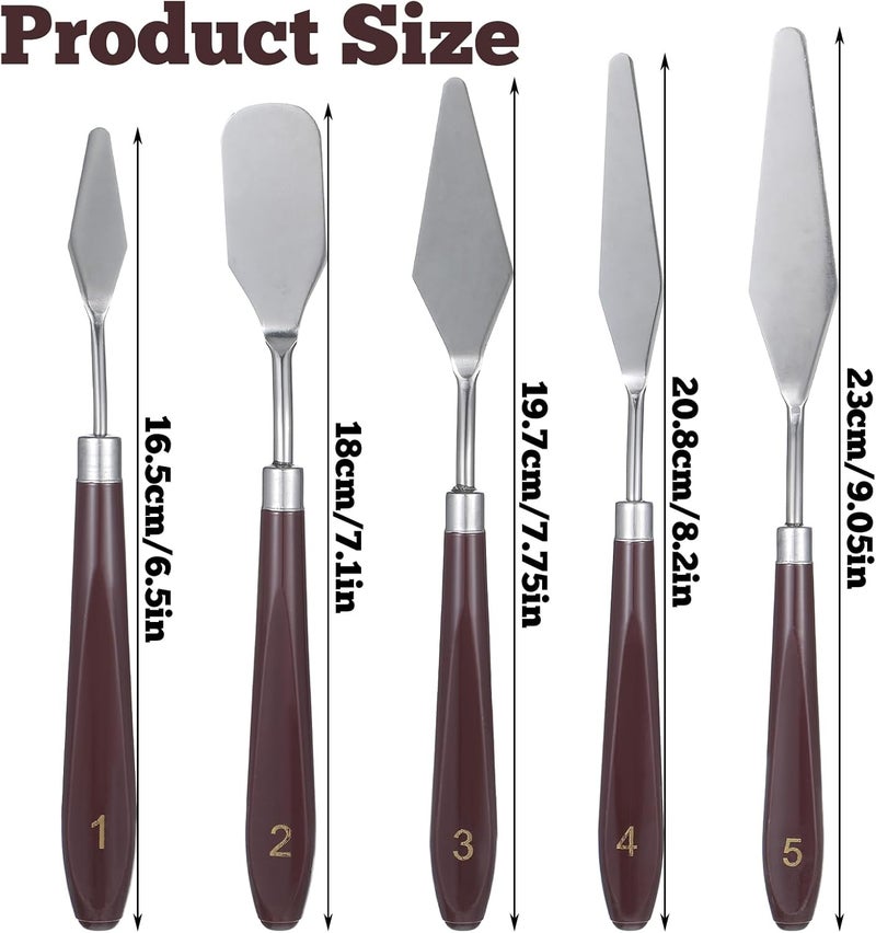 Telooco 5 PCS Frosting Spatula Cake Frosting Spatula Dual-use Pallet Knife Painting Knife for Baking Pastry Tool Cake Fondant Chocolate，Art Painting Art Acrylic Draw Color Mixing Supplies - Image 2